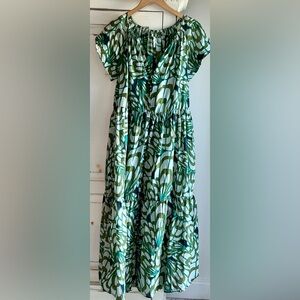 Green Patterned Maxi Dress - Lightweight Tiered Summer Dress